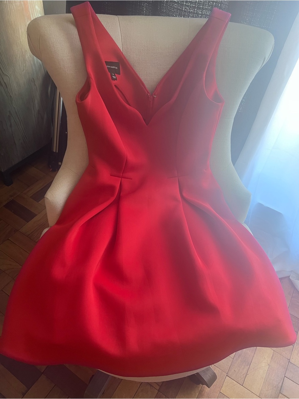Donna Morgan Red V-Neck Sleeveless Mini Dress
